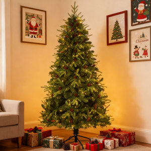 7ft cao cấp nhân tạo prelit vân sam Cây giáng sinh, cái nhìn tự nhiên trang trí sang trọng <span class=keywords><strong>Xmas</strong></span> cây 210cm thân thiện với môi có thể gập lại thiết kế - Product Image 5