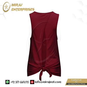 เสื้อกล้ามออกกำลังกายแบบเปิดหลังสุดเซ็กซี่สำหรับผู้หญิงเสื้อกล้ามออกกำลังกายเสื้อกล้ามระบายอากาศได้ดีผ้าถักมีดีไซน์ผูก - Product Image 5