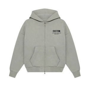 Sweat-shirts à capuche personnalisés de haute qualité 100% coton, coupe ample, fermeture éclair, poids lourd, épaules tombantes, coupe courte, fermeture éclair intégrale, sweat-shirts pour hommes - Product Image 5