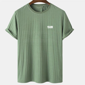 2024 été hommes haute qualité coton T-Shirt à manches courtes facile lavage Logo motif Polyester demi manches pour Fitness - Product Image 1