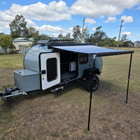 Remorque de camping tout-terrain 4x4, remorque de voyage à coque rigide avec boîte de rangement et hayon arrière pour le camping en plein air
