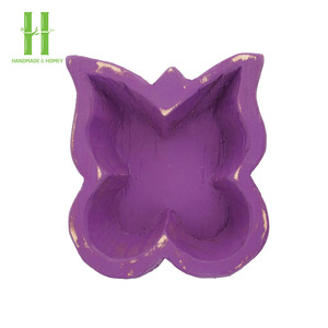 BEST SELLER Porte-bougie en bois, support à bougie en bois d'acacia de qualité supérieure, bol en forme de papillon, article décoratif en provenance du Vietnam - Product Image 1