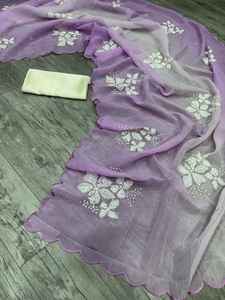 Venta caliente de seda crujiente con bordado de lentejuelas Saree mujer fabricante de moda de Surat a precio mayorista - Product Image 6