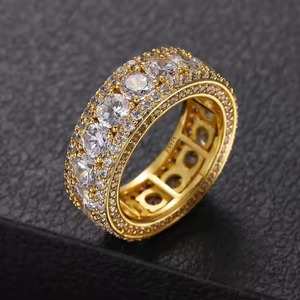 Anillos de diamantes de moissanita de alta calidad de 4mm y 0,3 CT para hombre, Plata de Ley 925, chapado en oro ostentoso, joyería de Hip Hop blanca de 18 quilates - Product Image 1