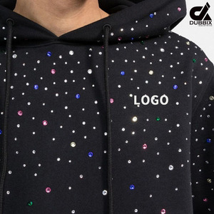 Pull-over en molleton 100% coton coloré personnalisé de haute qualité pour hommes sweats à capuche en strass épais à bon prix - Product Image 5