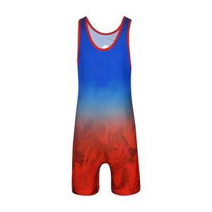 Maillot de lutte unisexe OEM avec logo personnalisé imprimé par transfert thermique, 220g, 100% polyester, tissu extensible pour l'entraînement - Product Image 5