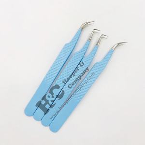 Pince à cils professionnelle en acier inoxydable bleu pince à épiler extension de faux cils vison Anti-magnétique pince à épiler Durable pointe lisse - Product Image 6