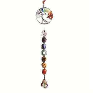 7 Colored Stone, Seven Color <b>Crystal</b> Rough Stone, Handwoven Pendant, Natural Stone, Tree of Life, Car Hanging, Dream Net Pendant - Product Image 5