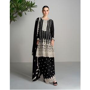 Costume pakistanais en soie organza lourde de haute qualité avec séquence de broderie pour vêtements de fête fourni par le fabricant indien - Product Image 1