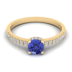 Natural Tanzanite Ring Handmade 22k Solid Yellow Gold Ring Classic IGI Certified Diamond Wedding Women Ring