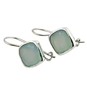 Pendientes de Concha Cuadrados Art Palace, Plateados, Estilo Bohemia Geométrica, con Piedra Natural, Joyería para Mujer, para Aniversario - Product Image 2
