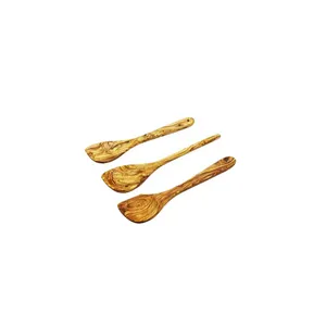 Ensemble de cuillères en bois, 3 pièces, ustensiles en bois d'acacia faits à la main, sans danger pour les aliments, lavage à la main uniquement - Product Image 1