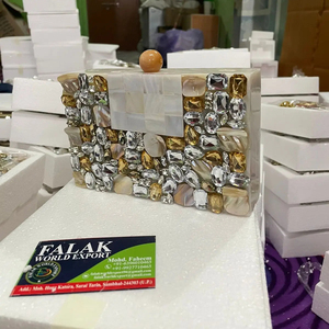 Bolso de mano de resina de trabajo con diamantes de imitación hecho a mano de lujo, nuevo bolso de noche de diseñador para mujeres y niñas para ropa de fiesta, precio bajo de FWE - Product Image 2