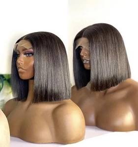 วิกผมแท้ติดลูกไม้ด้านหน้า,วิกผมบ๊อบหน้าจอ13X6โปร่งใสแบบตรงสีกำหนดเอง - Product Image 5