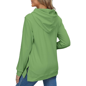 Sweat-shirts en molleton de coton brodés à capuche pour femmes grandes tailles, respirants, coupe-vent, décontractés, longueur standard, personnalisables - Product Image 4