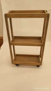 Carrito de Almacenamiento de Madera Natural con Tres Estantes Espaciosos y Ruedas para Cocina, Baño, Espacio de Estar y Almacenamiento de Artículos - Product Image 3