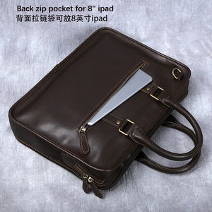Classic Leather Laptop Messenger with Zipper Closure and Top Handle Protective & Durable <b>for</b> Office Use - Product Image 3