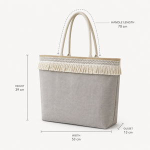 Wholesale <b>Large</b> Grey Fringed PP Laminated Jute <b>Beach</b> Tote <b>Bag</b> Rope Handles Custom Logo Eco Friendly Reusable Shopping Travel <b>Bag</b> - Product Image 5