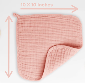 Customized Color Printing Six-Layer Organic Cotton Muslin <b>Washcloth</b> Baby Clothing - Dusty Rose - Pack of 6 - Product Image 2