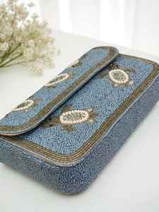 Bolso con cuentas multicolor con asa, bolso de mano, bolso de mano informal, artesanía india, hecho a mano, bolso Baguette, - Product Image 2