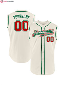 Camisetas de béisbol con logotipo de impresión por sublimación de alta calidad, camisetas de béisbol con cuello en V en blanco, camisetas sin mangas de béisbol con botones completos - Product Image 5