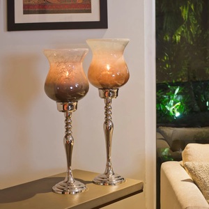 Votivo de vidrio para decoración de bodas, superventas, decoración del hogar, candelabro niquelado de aluminio - Product Image 2