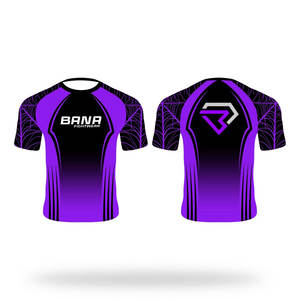 Venta al por mayor de compresión personalizada de secado rápido Unisex MMA Rash Guard poliéster/Spandex todas las estaciones camisa de baño de manga corta resistente - Product Image 6