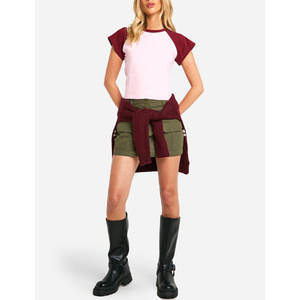 Camisetas casuales ligeras para mujer Camiseta de algodón 100% transpirable de color sólido con mangas Reglan de la mejor calidad para mujer - Product Image 3