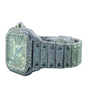 Reloj de pulsera con fecha y día de diamante de acero inoxidable de lujo de alta calidad Iced Out Moissanite mecánico automático para hombres - Product Image 4