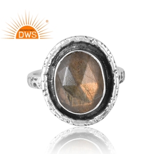 Bague en argent sterling 925 avec pierre précieuse naturelle labradorite, fabrication de bijoux indiens sur mesure, vente chaude - Product Image 3