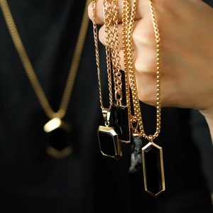 18K emas baja tahan karat pria Turquoise Opal liontin kalung batu alam perhiasan trendi Collier untuk pria kualitas tinggi perhiasan - Product Image 5