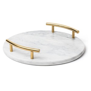 Luxurious Look Marble Food Serving Tray With Golden Polished Handles for Wedding and <b>Hotel</b> and <b>Restaurant</b> Accessories <b>Supplies</b> - Product Image 5