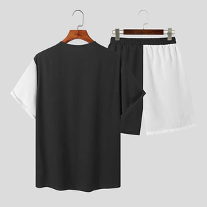 Qualité supérieure hommes hiver velours écologique décontracté Streetwear ample à manches courtes boutonné chemise et short costume de vacances - Product Image 2