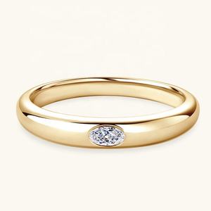 Anillo de Compromiso de Plata de Ley 925 con Moissanita de Corte Ovalado Real, Engaste de Bisel, Anillo de Boda Ancho y Grueso, Anillo de Sello con Cúpula, Regalo para Mujer, Fiesta - Product Image 3