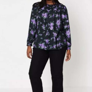 Camisa de manga larga holgada transpirable de algodón de gasa floral de talla grande OEM para mujer, blusas y camisas de talla grande para mujer y Niña - Product Image 1
