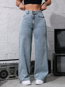 Pantalones vaqueros de cintura alta para mamá, pantalones vaqueros para mujer, pantalones vaqueros informales para mujer, pantalones harén para entrenamiento - Product Image 6