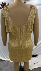 Beaded Fringe Embellished Wedding Princess Hot and Sexy <b>Party</b> Evening Dress Hot and Sexy Dress <b>Prom</b> Modest Sexy Gold Sparkling - Product Image 3