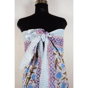 Indian Summer Scarf <b>Shawl</b> Stylish Pario Sarong Beach Cover Soft Cotton Voile Fabric Pareo Sarongs Hand Block Digital Technique - Product Image 4