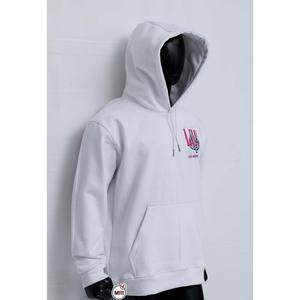 Logotipo personalizado de lana de algodón 100% para hombre con pegatina impresa DTF con capucha blanca estilo callejero diseño personalizado para Sudadera con capucha de invierno - Product Image 3