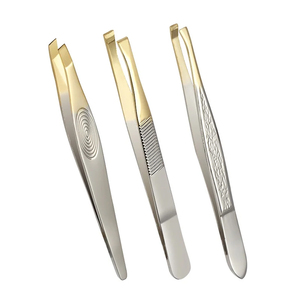 Pinzas de 3 piezas, herramientas de belleza de productos de acero inoxidable, pinzas para cejas con revestimiento antideslizante, para pelos encarnados de cejas - Product Image 1