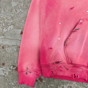 เสื้อมีฮู้ดผ้าฝ้ายเฮฟวี่เวทผ้าซักกรดวินเทจเฟรนช์เทอร์รี่ดูหดหู่สีชมพูซีดจางปรับแต่ง100% - Product Image 3