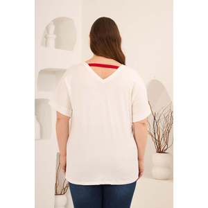 T-shirt imprimé pierre grande taille orné, écru rouge - Product Image 5
