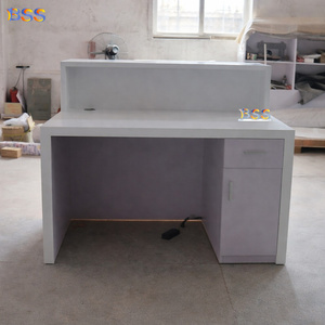Ideas para Mostrador de Recepción Pequeño Blanco, Diseño Único en Forma de Diamante, Moderno y Contemporáneo, Superficie Sólida Acrílica, Mini Mostrador de Recepción para Oficina con LED - Product Image 5