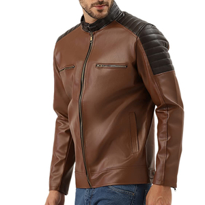 Nouvelles vestes de motard en cuir à col montant pour hommes Vente en gros OEM de vêtements de sport en cuir chauds d'hiver faits sur mesure - Product Image 1