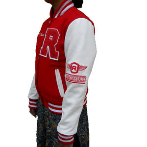 เสื้อแจ็กเก็ตหนังแกะปักลายสำหรับผู้ชายเสื้อแจ็คเก็ตมหาวิทยาลัยมีตัวอักษรปักลายผ้ากำมะหยี่ - Product Image 1