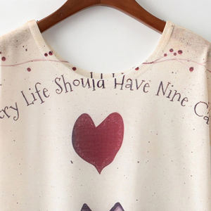 Camiseta 100% de diseñador de algodón para mujer con logotipo personalizado Patrón sólido Tallas grandes Ropa de punto liso - Product Image 3