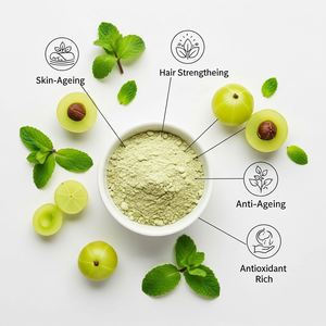 Polvo de Amla Cosmético Premium Glee Impex 50g, Lavable, para el Crecimiento del Cabello, Grado Cosmético, Verde, Suministro al por Mayor a Granel, Empaque Personalizado - Product Image 2