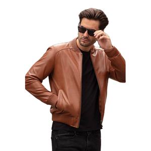 Chaqueta de Cuero Genuino Personalizada de Alta Calidad para Hombre, Clásica, Sólida, Transpirable y Ecológica para Invierno - Product Image 1