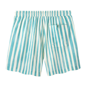 Maillot de bain décontracté à rayures aquarelles bleues avec poche zippée Ceinture élastique écologique à séchage rapide pour homme - Product Image 2