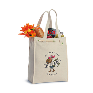 Sac en toile de coton multifonction réutilisable, sac d'épicerie pour courses avec 6 compartiments/pochettes - Product Image 4